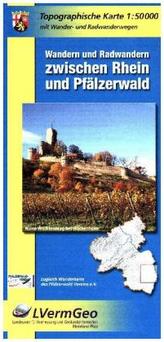 Topographische Karte Rheinland-Pfalz Wandern und Radwandern zwischen Rhein und Pfälzerwald