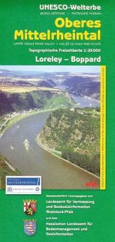 Topographische Freizeitkarte Rheinland-Pfalz Oberes Mittelrheintal, Loreley - Boppard. Upper Middle Rhine Valley, Loreley. Valle