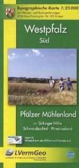 Topographische Karte Rheinland-Pfalz Westpfalz Süd