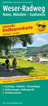 PublicPress Radwanderkarte Weser-Radweg. Hann. Münden - Cuxhaven. Leporello