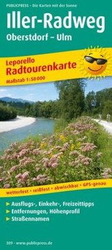 PublicPress Radwanderkarte Iller-Radweg. Oberstdorf - Ulm. Leporello