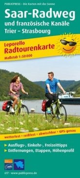 PublicPress Radwanderkarte Saar-Radweg und französische Kanäle, Konz - Strasbourg, 25 Teilkarten