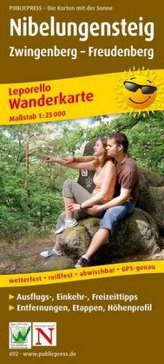 PublicPress Leporello Wanderkarte Nibelungensteig, Zwingenberg - Freudenberg