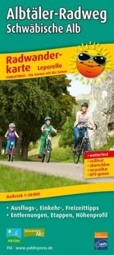 PublicPress Leporello Radtourenkarte Albtäler-Radweg, Schwäbische Alb