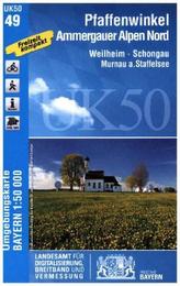 Topographische Karte Bayern Pfaffenwinkel, Ammergauer Alpen Nord
