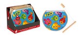 Dřevěné vkládací puzzle Ryby Janod pro nejmenší magnetický rybolov 6 dílů od 1 roku