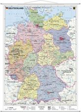 Stiefel Wandkarte Kleinformat Deutschland, politisch, mit Metallstäben