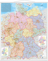 Stiefel Wandkarte Großformat Deutschland, Organisationskarte, mit Metallstäben