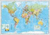 Stiefel Wandkarte Großformat Weltkarte, politisch mit Flaggenrand, englische Ausgabe, ohne Metallstäbe