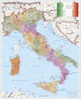 Stiefel Wandkarte Großformat Italien, Postleitzahlen, italienische Ausgabe, ohne Metallstäbe