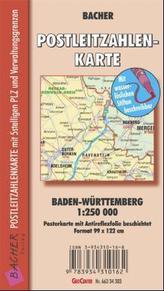 Bacher Postleitzahlen-Karte Baden-Württemberg, Posterkarte beschichtet