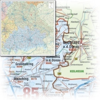 Bacher Postleitzahlenkarte Bayern, Posterkarte Bacher Postleitzahlenkarte Bayern, Posterkarte