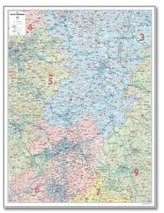 Bacher Postleitzahlenkarte Hessen, Posterkarte beschichtet