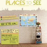 Places to See (klein), Poster Weltkarte, foliert und beleistet, inkl. Magnetkugelset