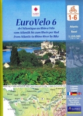 EuroVelo 6 de l'Atlantique au Rhin à Velo, 6 cartes. EuroVelo 6 vom Atlantik bis zum Rhein per Rad / EuroVelo 6 from Atlantic to