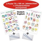 Das bunte Kinder-ABC + Meine tierischen Zahlen von 1-20, Deutsch/Englisch, 2 Poster + 4 Posterschienen