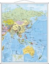 Stiefel Wandkarte Großformat Asien, politisch, englische Ausgabe, mit Metallstäben