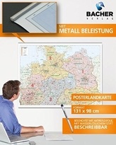 Bacher Postleitzahlenkarte Deutschland Nord, Posterlandkarte beschichtet
