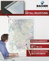 Bacher Postleitzahlenkarte Rheinland-Pfalz, Saarland, Posterkarte beschichtet
