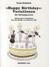 Happy Birthday - Variationen, für Streichquartett, Partitur und Stimmen