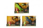 Dinosaurus plast 28-30cm na baterie se zvukem se světlem 3 druhy s překvapením v krabici 29x22x10cm