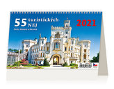 Kalendář 2021 stolní: 55 turistických nej Čech, Moravy a Slezska, 226x139