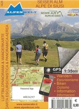 Alpenwelt Luftbildpanorama & Wanderkarte Seiser Alm. Alpe di Siusi