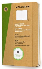 Moleskine Evernote Notizbuch, Pocket, A6, kariert, soft cover, Kraft/Natur, 2er-Set