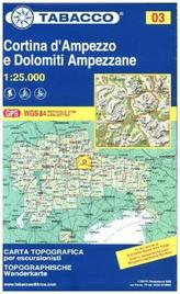 Tabacco topographische Wanderkarte Cortina d' Ampezzo e Dolomiti Ampezzane