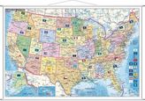 Stiefel Wandkarte Kleinformat USA, Bundesstaaten mit Postleitzahlen, englische Ausgabe, mit Metallstäben