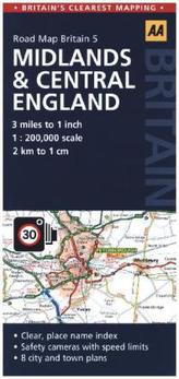 AA Road Map Britain Midlands/Central England