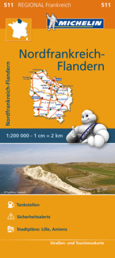 Michelin Karte Nordfrankreich, Flandern. Nord-Pas-de-Calais, Picardie