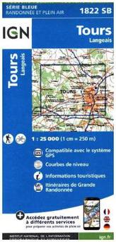 IGN Karte, Carte de randonnée (et plein air) Tours Langeais