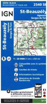IGN Karte, Carte de randonnée (et plein air) St Beauzely Agues