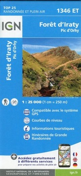 IGN Karte, Carte de randonnée (et plein air) Forêt d'Iraty - Pic d'Orhy