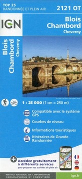 IGN Karte, Carte de randonnée (et plein air) Blois. Chambord. Cheverny