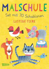 Malschule: Set mit 70 Schablonen: Lustige Tiere