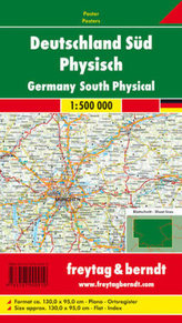 Freytag & Berndt Poster Deutschland Süd physisch, ohne Metallstäbe. Germany South Physical