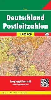 Freytag & Berndt Poster Deutschland, Postleitzahlenkarte, gefalzt. Germany Post Codes