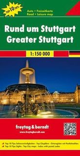 Freytag & Berndt Autokarte Rund um Stuttgart, Top 10 Tips 1:150.000. Greater Stuttgart