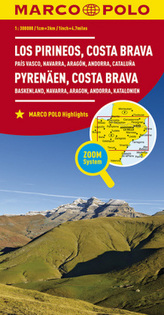 MARCO POLO Karte Spanien Pyrenäen, Costa Brava 1:300 000