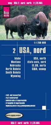 World Mapping Project Reise Know-How Landkarte USA 02, Nord (1:1.250.000) : Idaho, Montana, Wyoming, North Dakota, South Dakota,