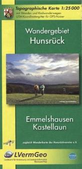 Topographische Karte Rheinland-Pfalz Wandergebiet Hunsrück, Emmelshausen, Kastellaun