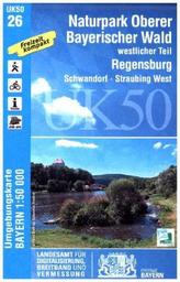 Topographische Karte Bayern Naturpark Oberbayerischer Wald, westlicher Teil