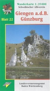 Topographische Wanderkarte Baden-Württemberg Giengen a.d.B. - Günzburg