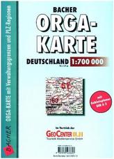 Bacher Orga-Karte Deutschland, gefalzt