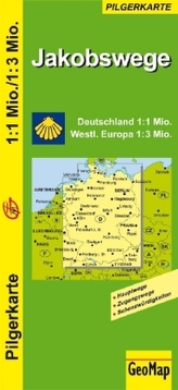 GeoMap Karte Jakobswege Deutschland, Westliches Europa