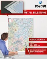 Bacher Postleitzahlenkarte Hessen, Posterkarte beschichtet