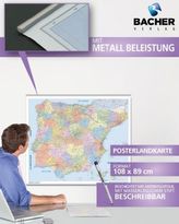 Bacher Postleitzahlen-Karte Spanien / Portugal, Posterkarte, beschichtet. Bacher Postal Codes Spain / Portugal, Poster Map, besc