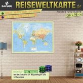 Welt Reiseweltkarte foliert und beleistet inkl. Magnetkugeln 'Neoballs' (54 Backdiscs)
